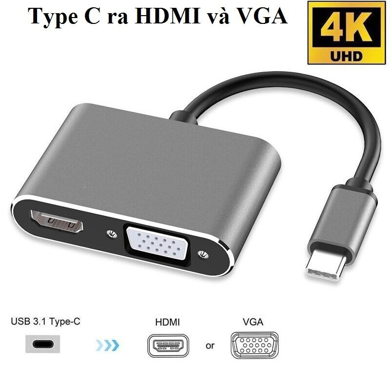 Cáp chuyển đổi USB Type-C Sang VGA HDMI