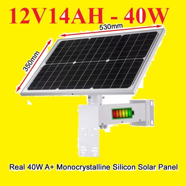 Tấm pin năng lượng mặt trời cho camera Solar 40W 14AH 12V (1)