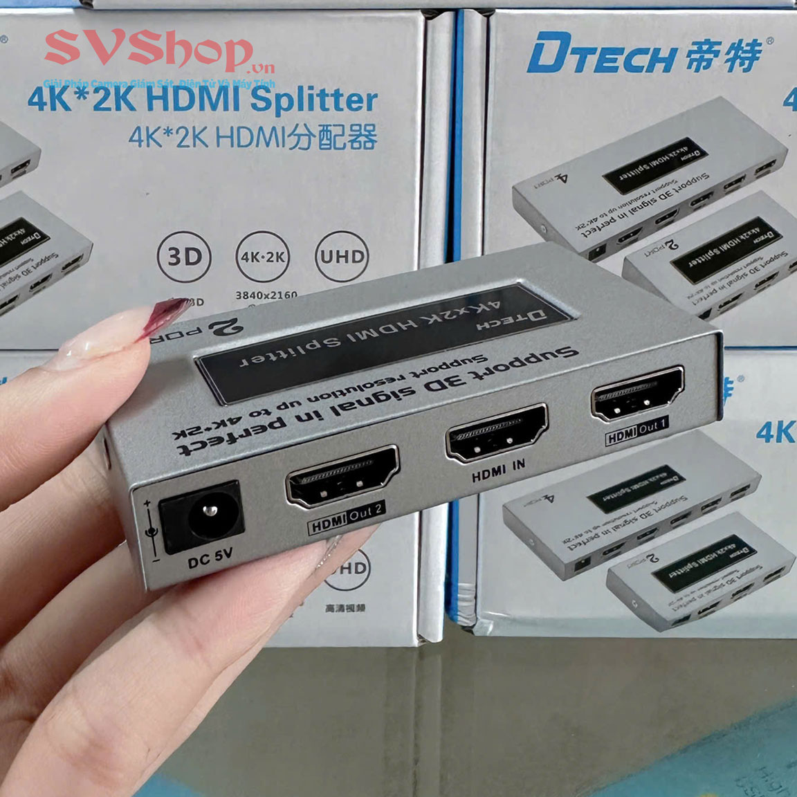 Bộ chia HDMI 1 ra 2 DTech Bo chia HDMI 1 ra 2 DTech 3